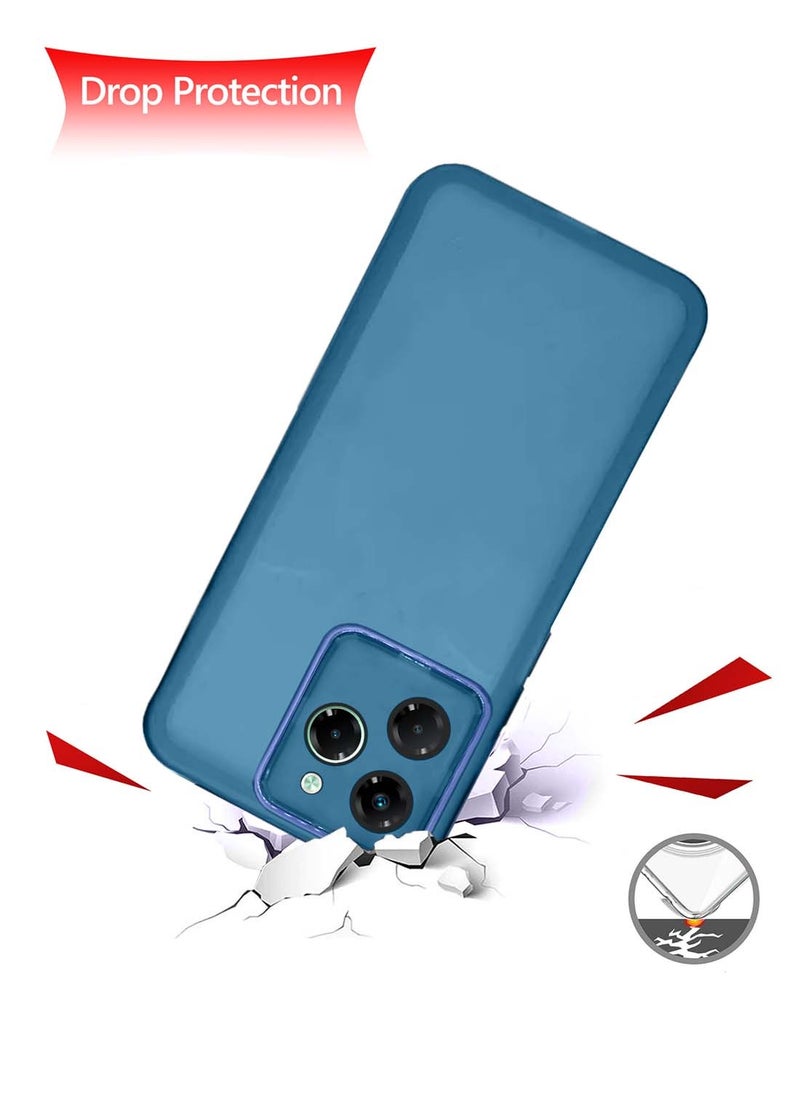 Wtech - Infinix Note 40X 5G 2024 Soft Transparent TPU Silicone Ultra Thin Phone Stylish Electroplated Camera Border Back Case Cover - Blue - Image 1