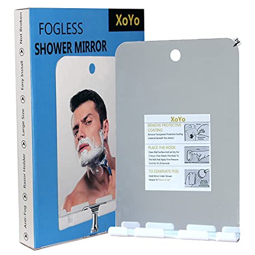 XoYo APHUIME Large Fogless Shower Mirror, Includes 1 Adhesive Hooks, Anit-Fog Shower Mirror, Shower Makeup Shave Mirror, Frameless Shower Mirror, Wall Hanging Mirror - Image 4