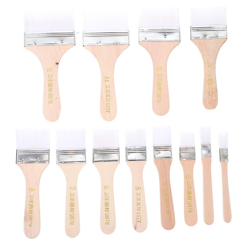 12pcs Nylon Paint Brush Set for Beginners Multipurpose Oil Watercolor Art - Image 2