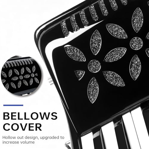 Horse 25 Keys Accordion, 16 Bass Piano Accordion Acordeón Acordeones Para Adultos for Beginner and Adults, Lightweight Portable with Adjustable Straps, Cleaning Cloth, Glove, and Carrying Bag(Black) - Image 2