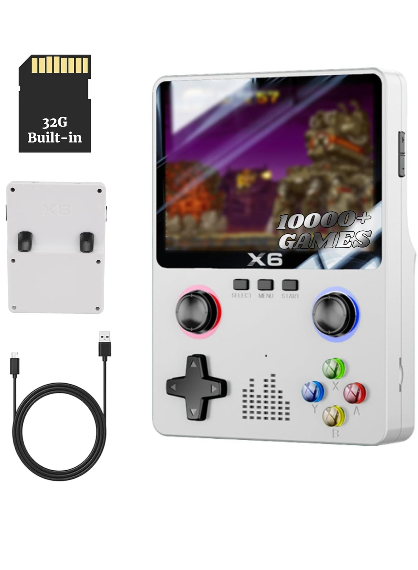 20000 Console 3.5" HD Handheld Game Console - Portable Retro Gaming Console, Mini X6 Handheld with 32GB Storage, Built-In Classic Games, Long Battery Life, Perfect for On-the-Go Entertainment (White)