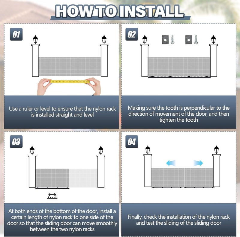 Threlaco Set of 4 Nylon Gear Racks with Metal Insert for Sliding Gate Door Opener Operator Heavy Duty Reinforced Slide Gate Opener Accessories, 3.3 ft Each - Image 4