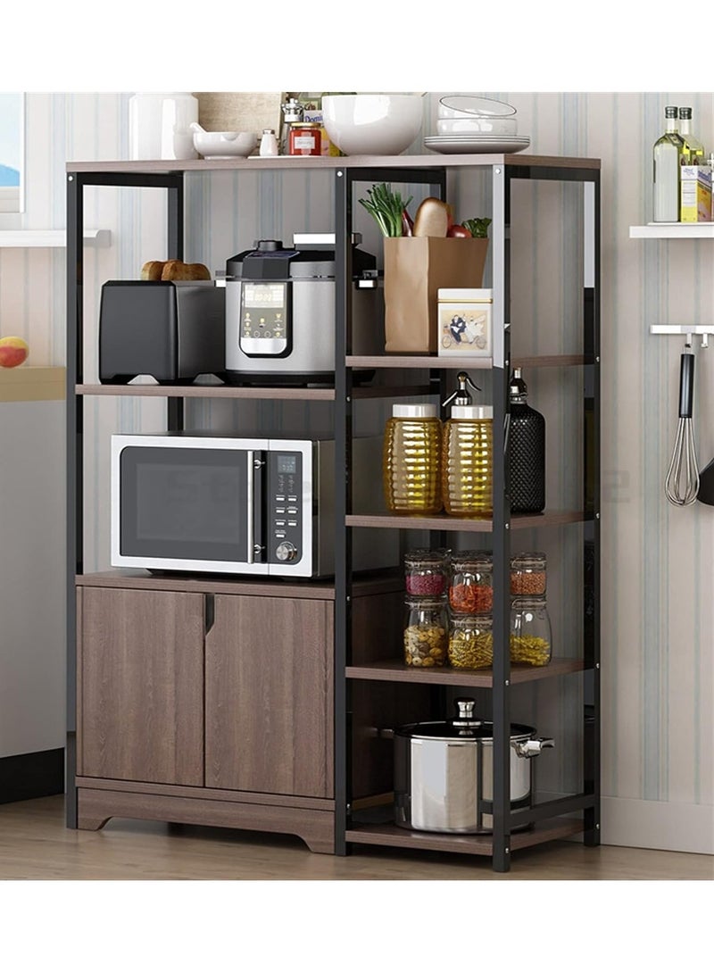 DubaiGallery Kitchen Baker's Rack,4-Tier Microwave Oven Stand with Storage Cabinet, Home Save Space Organizer Shelf Storage Racks,Utility Storage Shelf for Spice,Utensils,Vegetable - Image 1