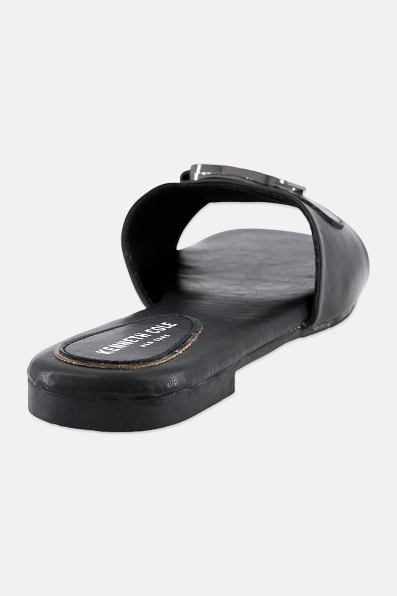 Kenneth Cole Women Ava Slip On Flat Sandal, Black - Image 3