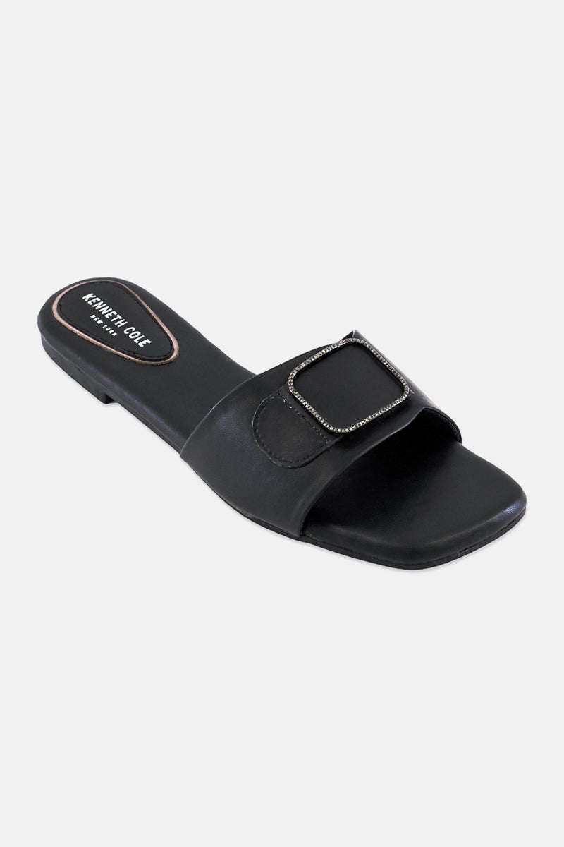 Kenneth Cole Women Ava Slip On Flat Sandal, Black - Image 1