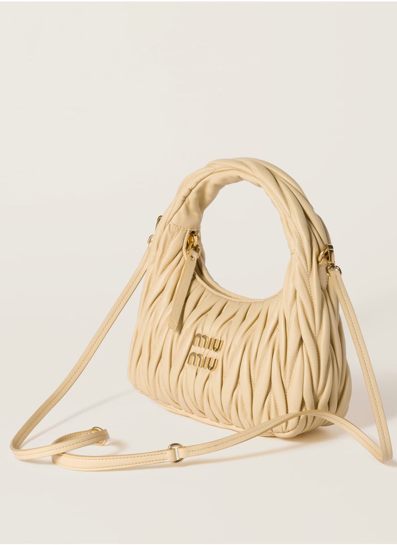 Miu Miu MIU Wander Matelassé Nappa Leather Hobo Bag, Women's Tote Bag, Womens Cross-Body Bag, Women's Hand Bag, Women's Shoulder Bag, Women's Travel Bag, Beige  - Image 2