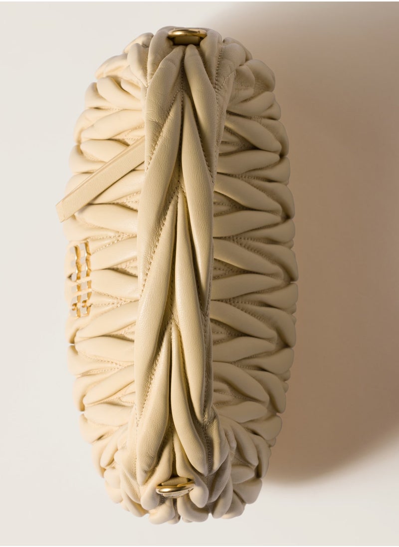 Miu Miu MIU Wander Matelassé Nappa Leather Hobo Bag, Women's Tote Bag, Womens Cross-Body Bag, Women's Hand Bag, Women's Shoulder Bag, Women's Travel Bag, Beige  - Image 5