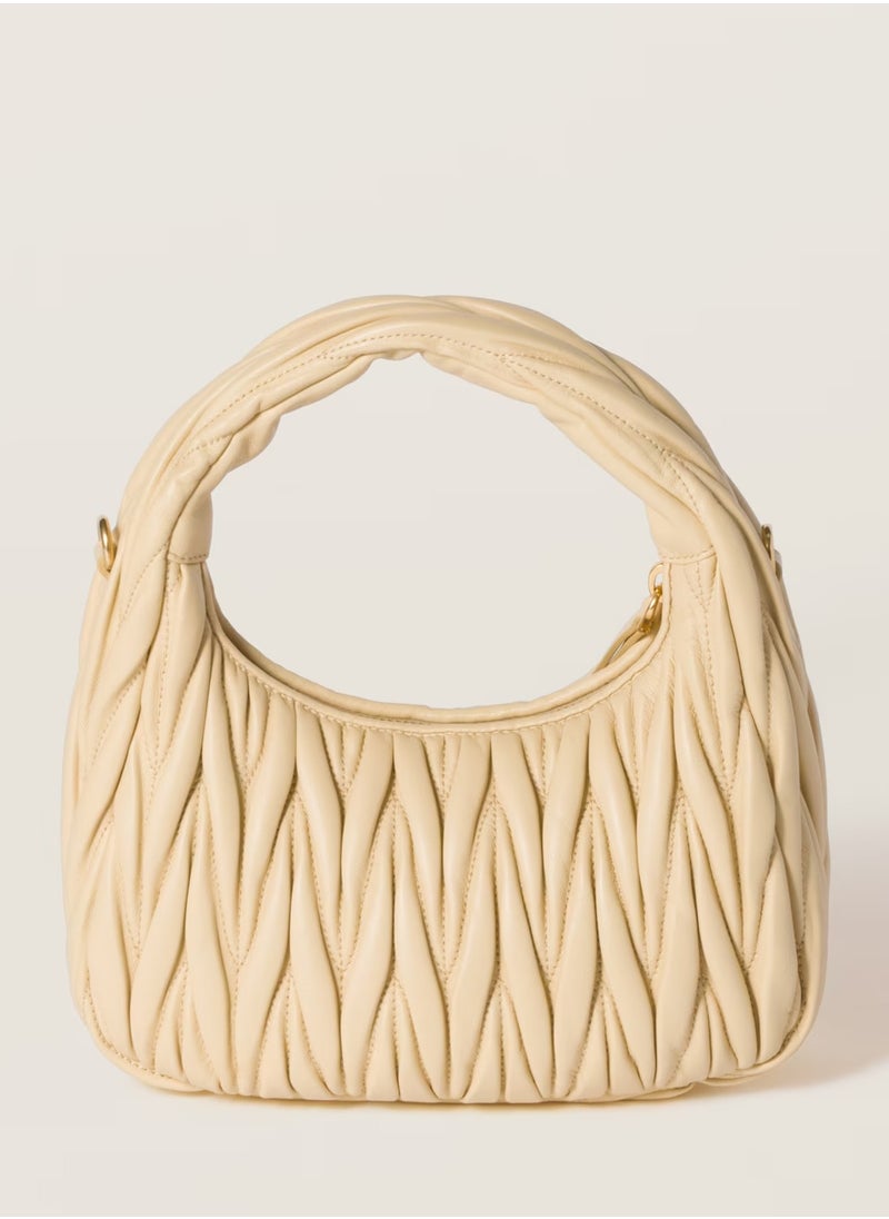 Miu Miu MIU Wander Matelassé Nappa Leather Hobo Bag, Women's Tote Bag, Womens Cross-Body Bag, Women's Hand Bag, Women's Shoulder Bag, Women's Travel Bag, Beige  - Image 3