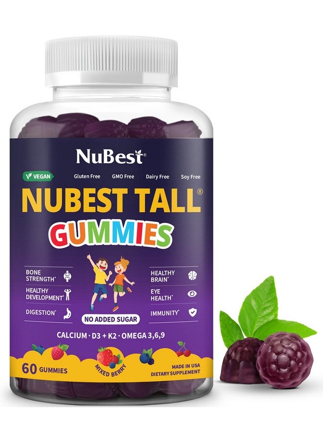 NuBest نوبيست جوميز الطويلة للأطفال من عمر 2+ والمراهقين | قوة العظام، المناعة، صحة الجهاز الهضمي مع الكالسيوم، فيتامين د3، ك2، مجموعة فيتامين ب، المغنيسيوم، الزنك | 20+ فيتامينات جومي بيري، بدون سكر مضاف - Image 1
