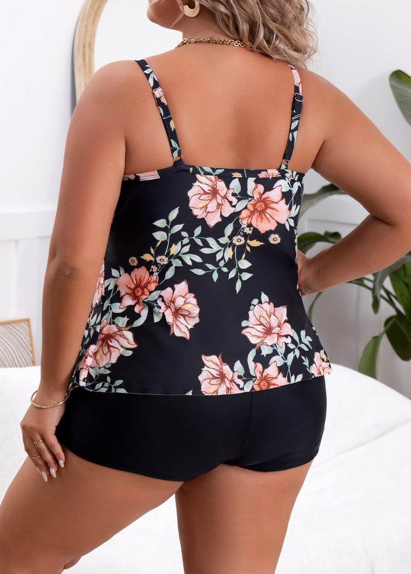 B2prity Women Plus Size Tankini Swimsuits Tummy Control Two Piece Bathing Suit Ruffled Flounce Swimwear with Shorts - Image 5