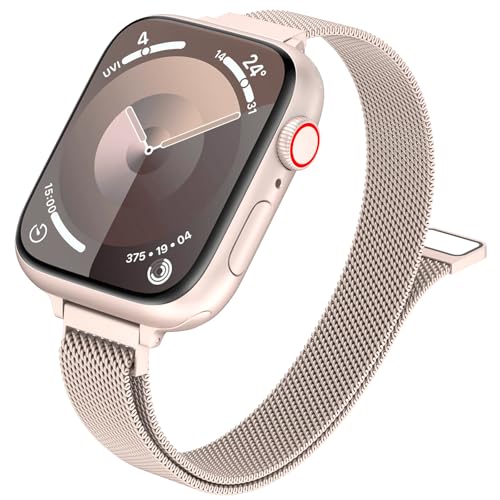 MARGE PLUS Slim Milanese Loop Compatible with Apple Watch Band for women 41mm 41mm 38mm 42mm 46mm 45mm 44mm, Stainless Steel Magnetic Mesh Strap work on iWatch Series 11 10 9 8 7 6 5 4 3 & SE 3 2 1 - Image 1