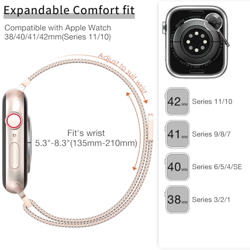 MARGE PLUS Slim Milanese Loop Compatible with Apple Watch Band for women 41mm 41mm 38mm 42mm 46mm 45mm 44mm, Stainless Steel Magnetic Mesh Strap work on iWatch Series 11 10 9 8 7 6 5 4 3 & SE 3 2 1 - Image 4
