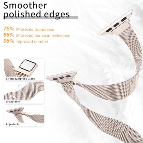 MARGE PLUS Slim Milanese Loop Compatible with Apple Watch Band for women 41mm 41mm 38mm 42mm 46mm 45mm 44mm, Stainless Steel Magnetic Mesh Strap work on iWatch Series 11 10 9 8 7 6 5 4 3 & SE 3 2 1 - Image 3