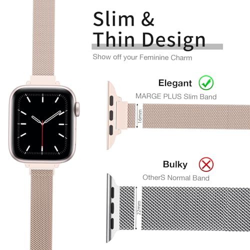 MARGE PLUS Slim Milanese Loop Compatible with Apple Watch Band for women 41mm 41mm 38mm 42mm 46mm 45mm 44mm, Stainless Steel Magnetic Mesh Strap work on iWatch Series 11 10 9 8 7 6 5 4 3 & SE 3 2 1 - Image 2