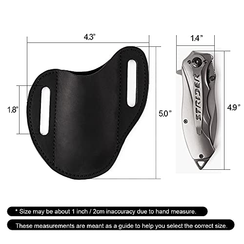 Gentlestache Leather Knife Sheaths for Belt, Pocket Knife Holder, EDC Leather Sheath for Folding Knife, Compact Draw Knife Holster Dark Brown… - Image 4