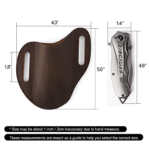Gentlestache Leather Knife Sheaths for Belt, Pocket Knife Holder, EDC Leather Sheath for Folding Knife, Compact Draw Knife Holster Dark Brown… - Image 5