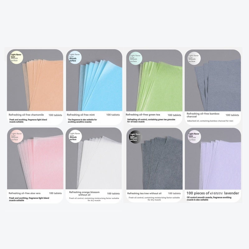 Oil Blotting Sheets 100 Sheets Bamboo Charcoal Infused Facial Oil Control Paper - Raw Wood Pulp Material for Oily Skin Care Daily Use - Image 1