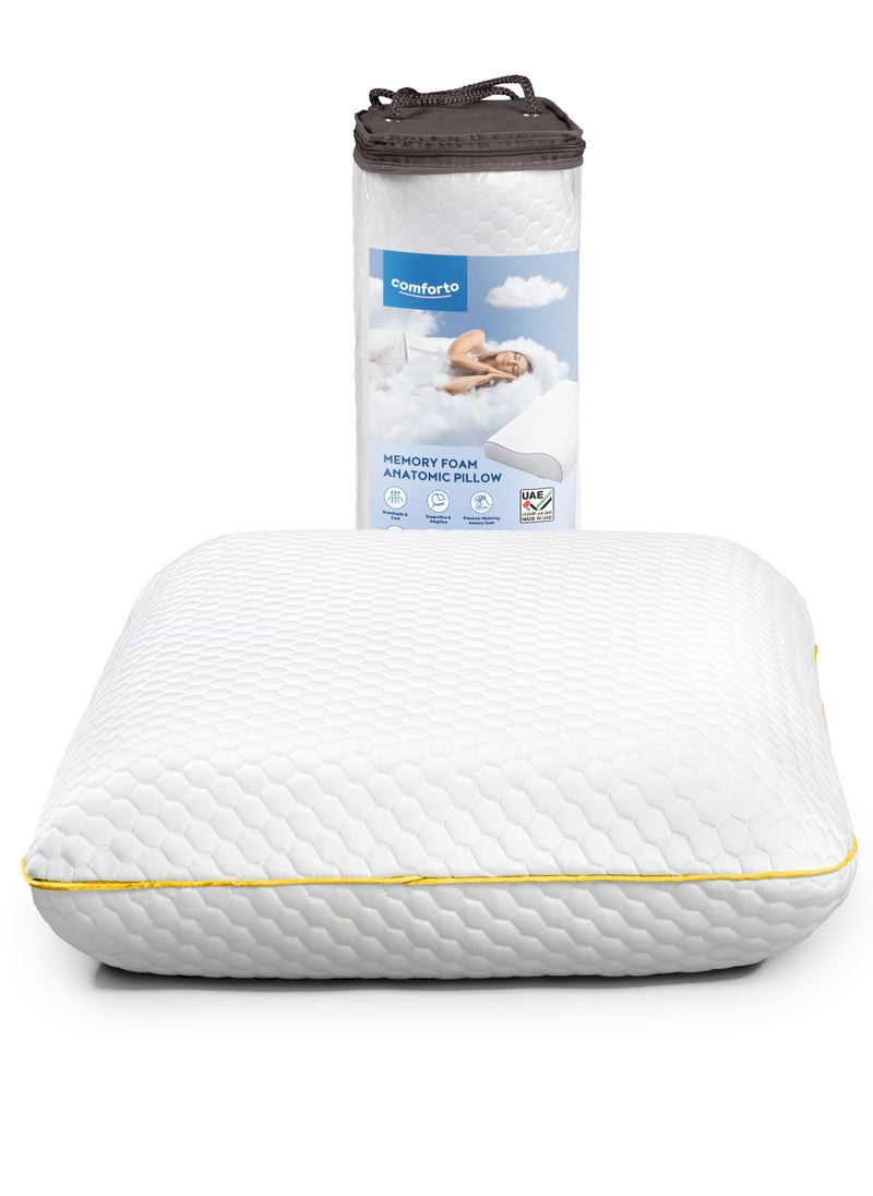 Comforto ROYAL Comforto King Size Memory Foam Pillow for Pain Relief - Ergonomic Neck Support Pillow for Sleeping, Side Sleepers and Back Sleepers, Orthopedic Neck Pillow 70x45, Hotel Pillows for Sleeping Luxury  - Image 1