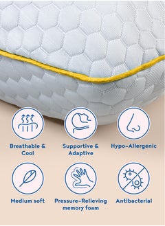 كومفورتو وسادة ROYAL Comforto بحجم كينج من الميموري فوم لتخفيف الآلام - وسادة دعم عنق مريحة للنوم، مثالية للنائمين على الجانبين والظهر، وسادة عنقية طبية 70×45 سم، وسائد فندقية فاخرة للنوم.  - Image 5