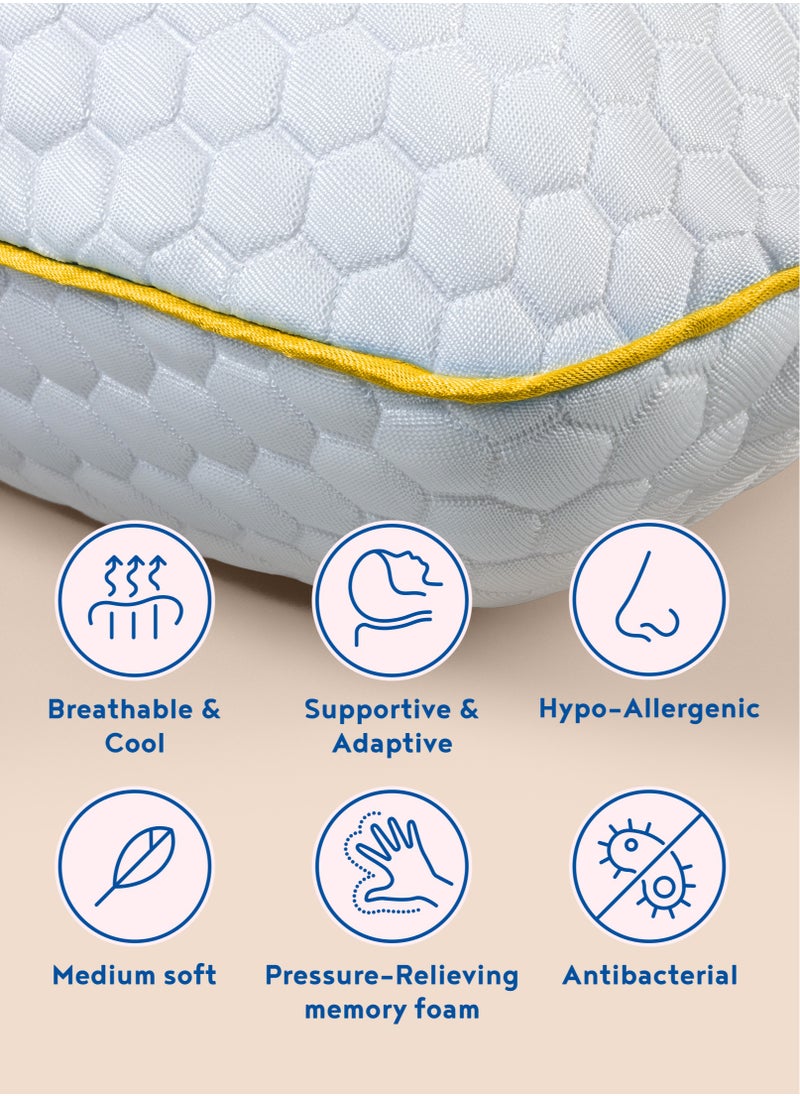 Comforto ROYAL Comforto King Size Memory Foam Pillow for Pain Relief - Ergonomic Neck Support Pillow for Sleeping, Side Sleepers and Back Sleepers, Orthopedic Neck Pillow 70x45, Hotel Pillows for Sleeping Luxury  - Image 5