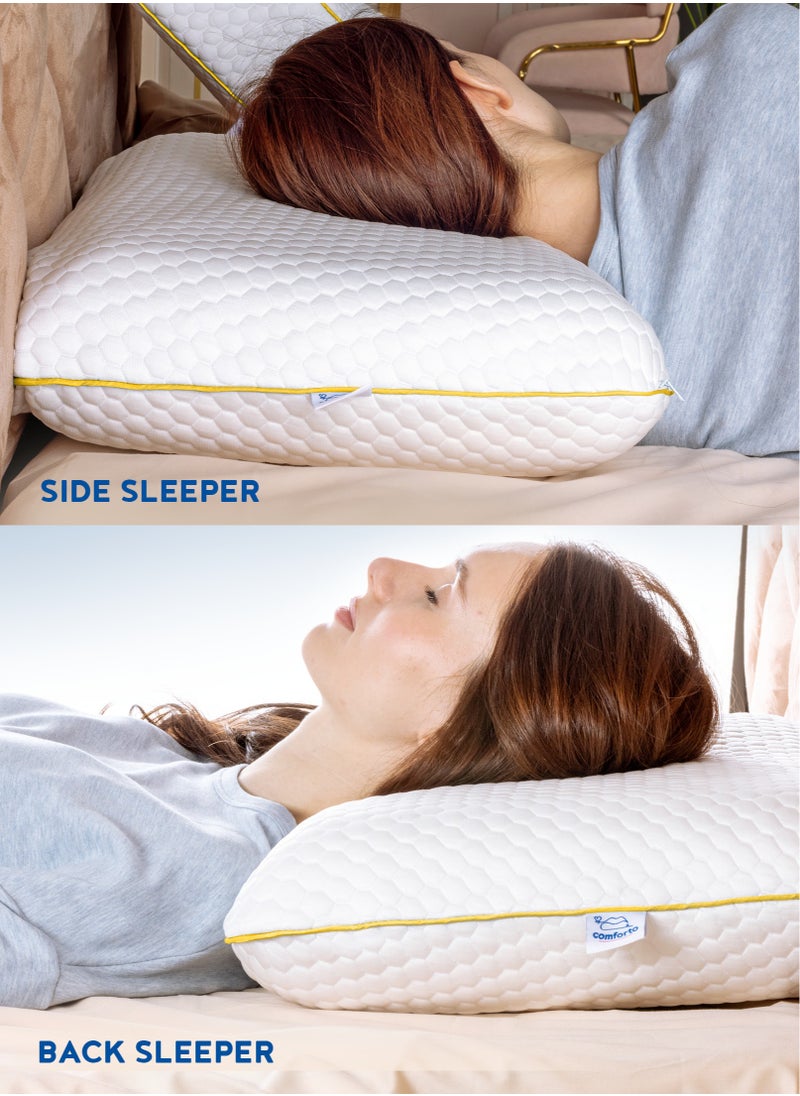 Comforto ROYAL Comforto King Size Memory Foam Pillow for Pain Relief - Ergonomic Neck Support Pillow for Sleeping, Side Sleepers and Back Sleepers, Orthopedic Neck Pillow 70x45, Hotel Pillows for Sleeping Luxury  - Image 4