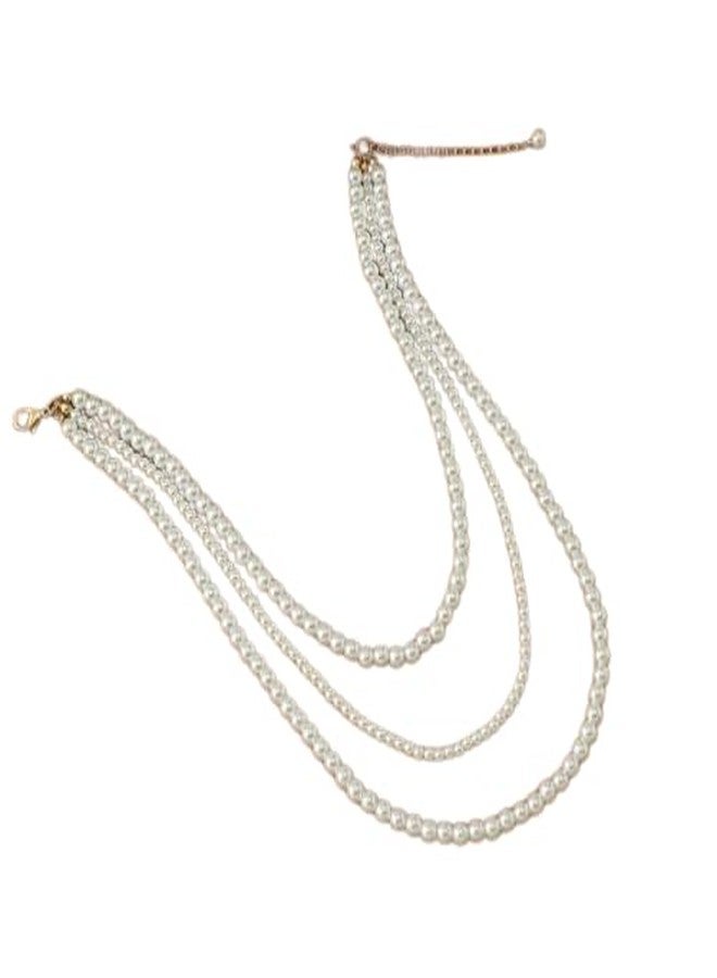 RECTYO GALLERY1Psc Premium Long Layered Pearls Beaded Necklaces for Women Fashion Multi Strand Faux Pearl Choker Stack Statement Necklaces Vintage Costume Triple Layering Jewelry Gifts - Image 1