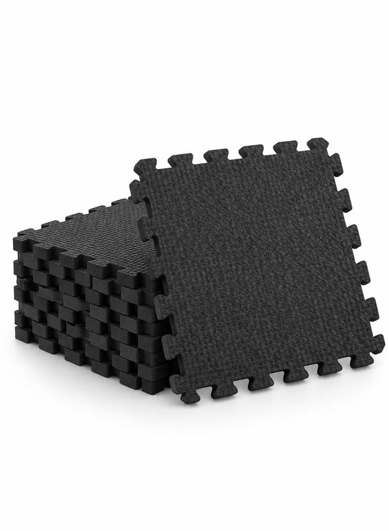 DBLEW Interlocking Floor Mats EVA Foam Puzzle Tiles 40 x 40 cm 6 Piece Set Black for Home Gym and Exercise - Image 1