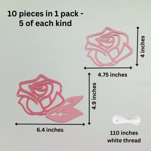 Pinfliers 25th Anniversary Decoration Items/Pink Flower Theme Birthday Decorations/Bride To Be Décor, Welcome Baby Home/Wall Backdrop/Rose Paper Bunting,Flags,Banner,Streamers,Pennants/10 pcs/56 in - Image 2