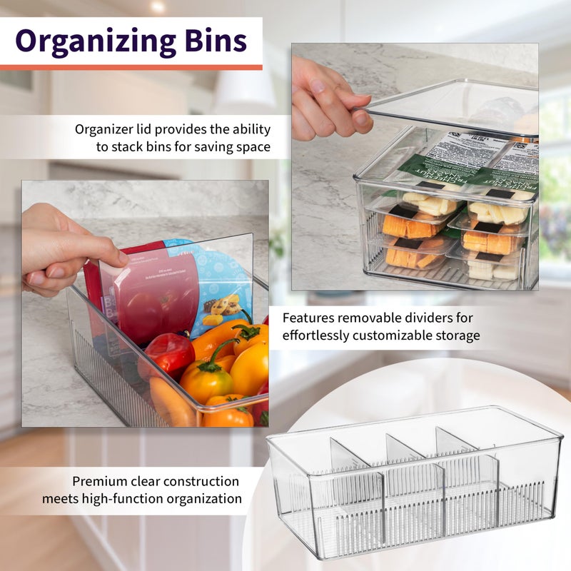 ClearSpace Pantry Organization and Storage Bins with Removable Dividers & Lids â€“ Perfect Pantry Organizers or Kitchen Organization â€“ Refrigerator Organizer Bins, Cabinet Organizers, 2 Pack - Image 3