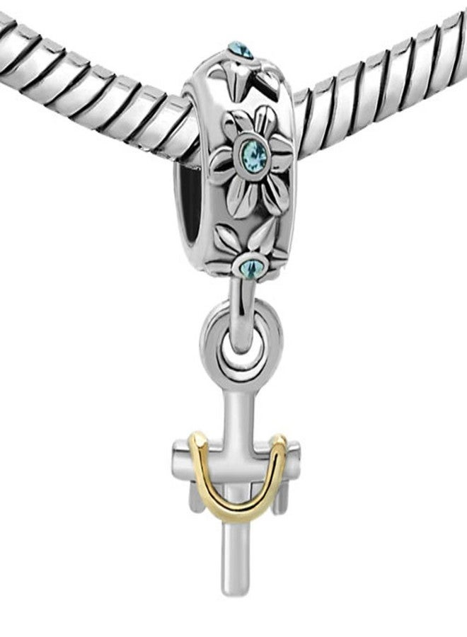 QueenCharms Religious Cross Charm Beads for Charm Bracelets - Image 2