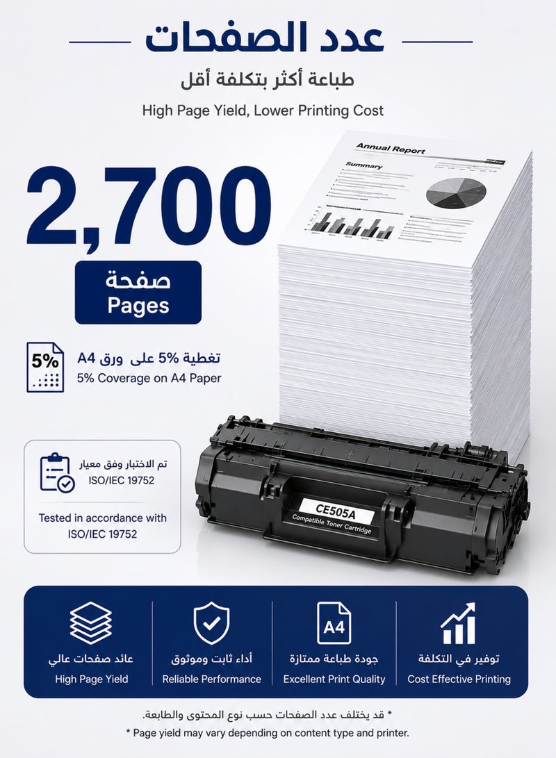 Taraf Compatible CE505A Black Toner Cartridge Replacement for HP 05A | HP LaserJet P2035 & P2055 Series Printers - Image 3