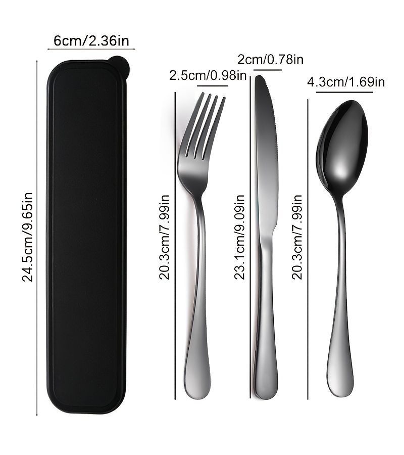 4 Piece Elegant Stainless Steel Cutlery Set Portable Silverware Set With Mirror Polish Travel Cutlery For Camping Picnics Hiking Office Dishwasher Safe Multi Color - Image 3