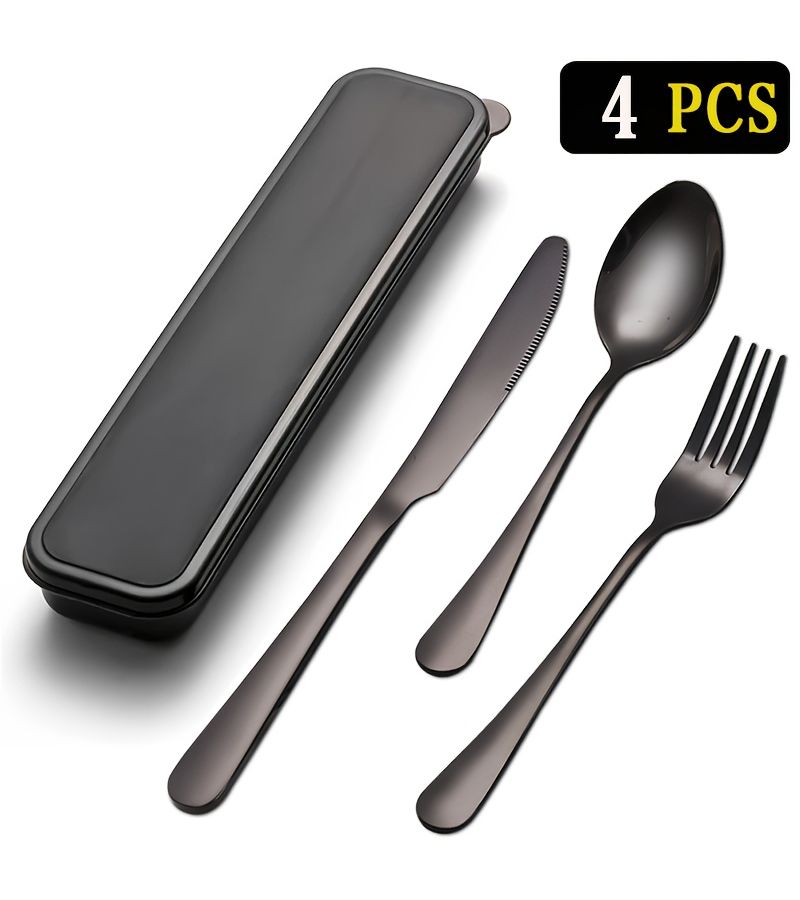 4 Piece Elegant Stainless Steel Cutlery Set Portable Silverware Set With Mirror Polish Travel Cutlery For Camping Picnics Hiking Office Dishwasher Safe Multi Color - Image 1