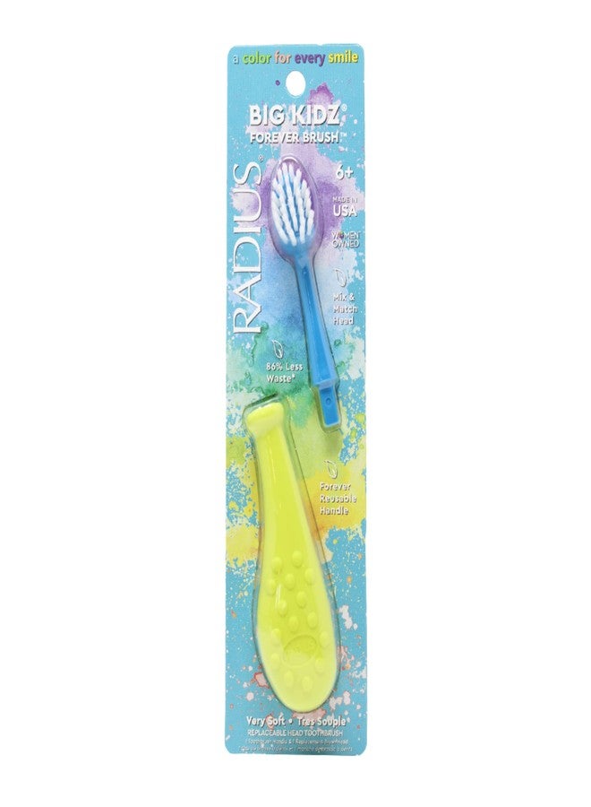راديوس فرشاة أسنان راديوس بيج كيدز فور إيفر برأس قابل للاستبدال للأطفال من عمر 6 سنوات فما فوق، خالية من مادة BPA، معتمدة من جمعية طب الأسنان الأمريكية (ADA) للأسنان واللثة النامية - مناسبة لليد اليمنى واليسرى، فائقة النعومة - Image 1