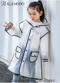 HALAMODO Kids Rain Jacket Reusable Raincoat Rain Poncho Jacket Slicker EVA Rain Ponchos Emergency Rain Jacket for Children Boys Girls  - Image 4