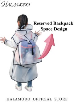 HALAMODO Kids Rain Jacket Reusable Raincoat Rain Poncho Jacket Slicker EVA Rain Ponchos Emergency Rain Jacket for Children Boys Girls  - Image 5