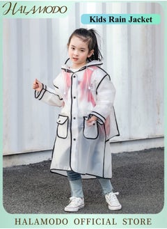 HALAMODO Kids Rain Jacket Reusable Raincoat Rain Poncho Jacket Slicker EVA Rain Ponchos Emergency Rain Jacket for Children Boys Girls  - Image 1
