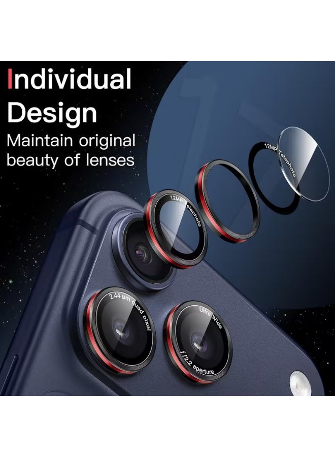 X-level iPhone 17 Pro Max/iPhone 17 Pro Camera Protective Film, 9H Tempered Glass Covers, Individual Lens Protectors, One-Click Installation, Ultra-Tough HD, Anti Scratch & Fingerprint, for iPhone 17 Pro Max/iPhone 17 Pro Case Friendly, 2 - Pack- Black - Image 3