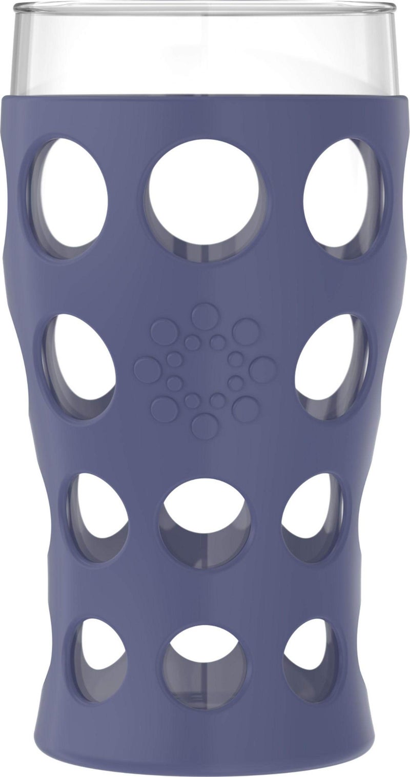 لايف فاكتوري Lifefactory 20-Ounce Beverage Glasses with Protective Silicone Sleeves, 4 Count (Pack of 1), Stone Gray, Aqua Teal, Dusty Purple, Carbon - Image 4