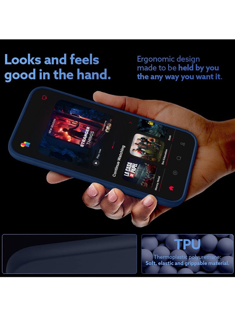 Wtech Hand Grip Foldable Magnetic Kickstand Wrist Strap Finger Grip With Built-In Iron Case Cover For OnePlus 11R 5G 2023 Navy Blue - Image 3