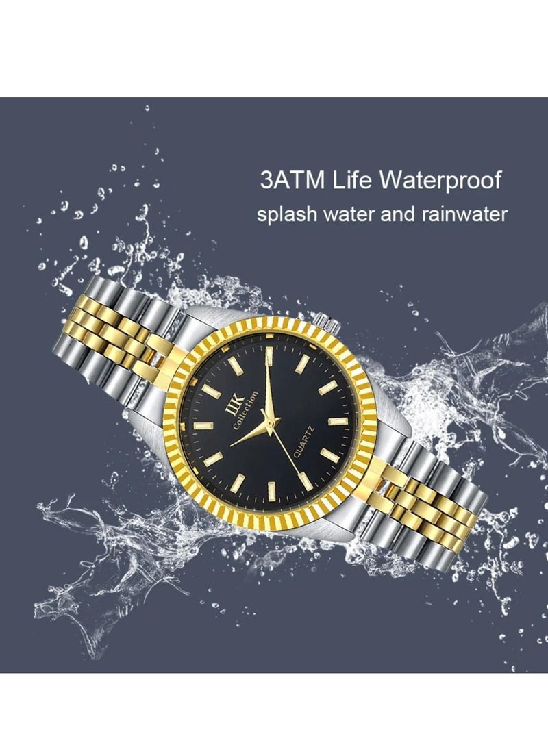 IIK Collection Men's Wrist Watch, Silver And Gold Band with Black Dial - Image 3