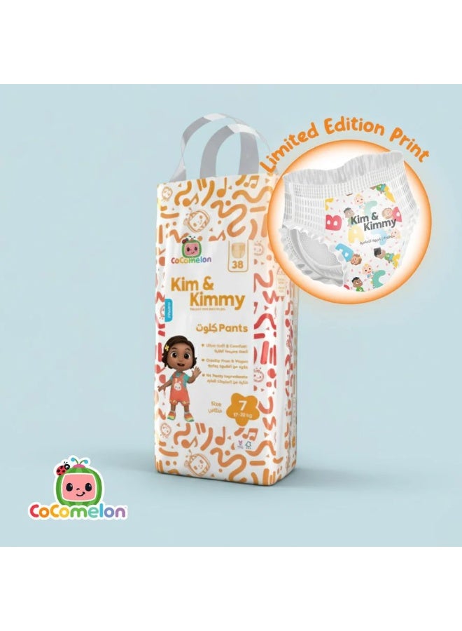 Kim & Kimmy Eco Diaper Pants, Size 7, 17-25 kg, 38 Pants - 12 Hour Leak Protection, No Rashes, Hypoallergenic, Ultra-Soft & Highly Absorbent - Cruelty Free & Vegan - Image 1