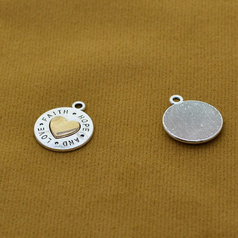 klarako 10 Pieces of Alloy Material Eyecatching Charms Charms DIY Accessories for Earrings Multi, love hope faith heart 24x20mm - Image 5