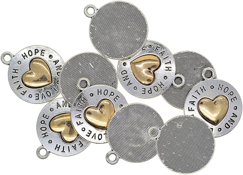 klarako 10 Pieces of Alloy Material Eyecatching Charms Charms DIY Accessories for Earrings Multi, love hope faith heart 24x20mm - Image 2