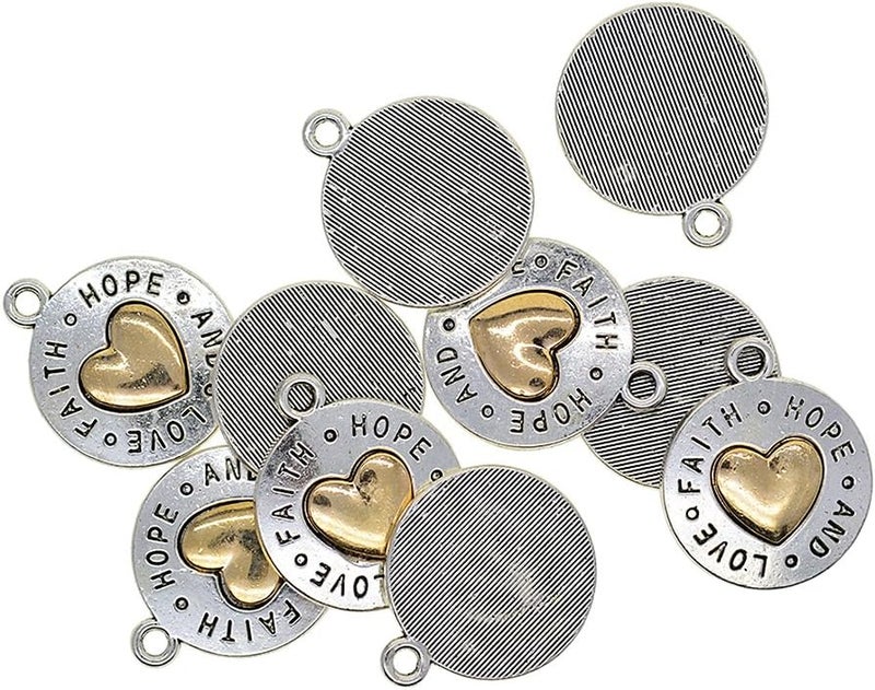 klarako 10 Pieces of Alloy Material Eyecatching Charms Charms DIY Accessories for Earrings Multi, love hope faith heart 24x20mm - Image 3