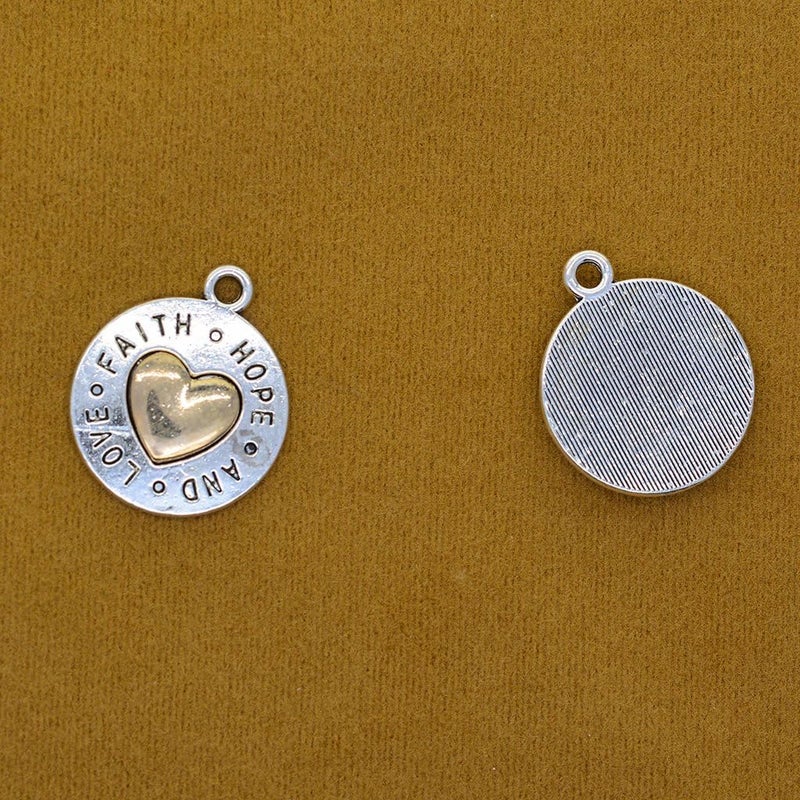 klarako 10 Pieces of Alloy Material Eyecatching Charms Charms DIY Accessories for Earrings Multi, love hope faith heart 24x20mm - Image 4