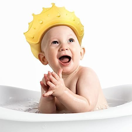VARENYYA Baby Shower Cap Silicone for Children, Soft Adjustable Bathing Crown Hat Safe for Washing Hair, Protect Eyes and Ears from Shampoo for Kids from 6 Months to 9-Year Old - Image 1