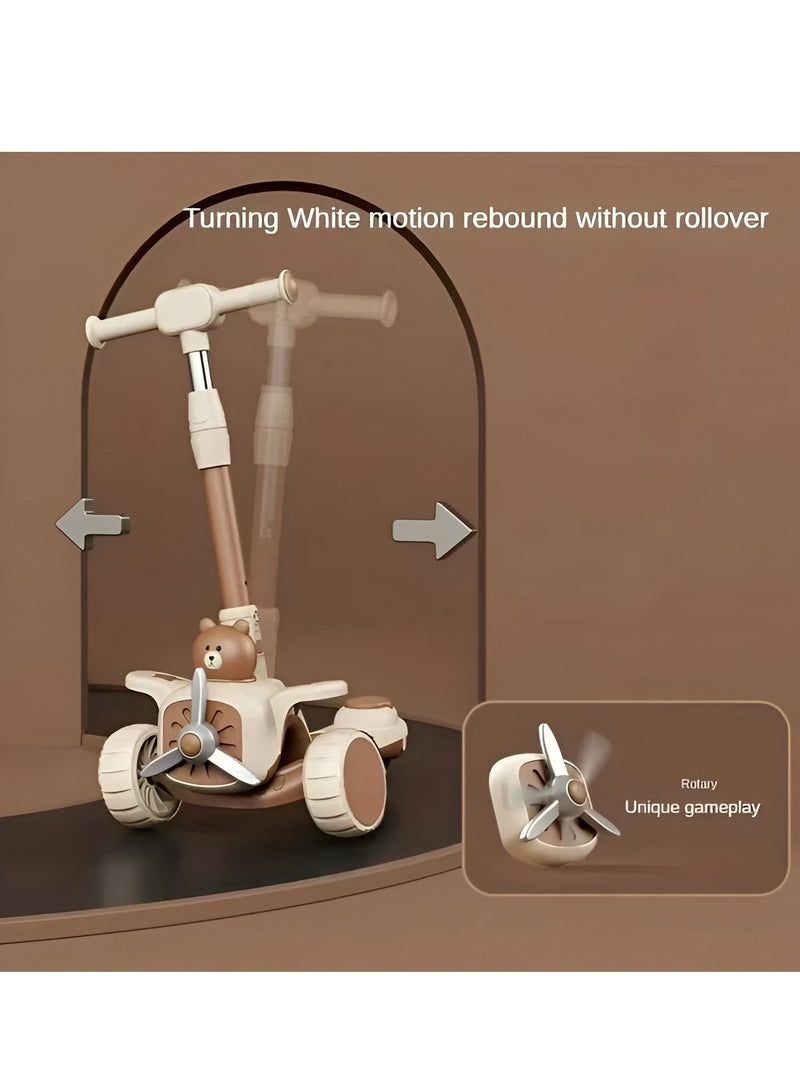 سكوتر أطفال بثلاث عجلات 2 في 1 أنيق / محمول ومدمج / ارتفاع قابل للتعديل / مقعد قابل للطي للأولاد / البنات-متعدد الألوان - Image 5