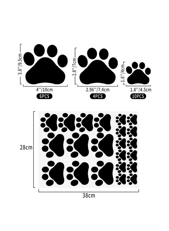 VinBee Dog Paw Prints Sticker Dog Pup Removable Vinyl Wall Sticker Decoration Décor For Children Nursery Room Home Décor Art Mural Diy 6Pcs 4 * 3.8Inch 4Pcs 2.96 * 2.8Inch 10Pcs1.8 * 1.6Inch - Image 3