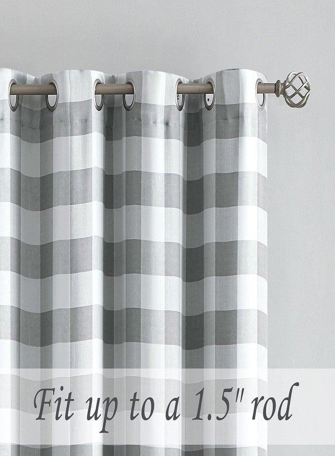 Randall Gray Checkered 80% Blackout 84 Inches Curtain Panels for Laundry Rooms/Bathrooms/Kitchens Room Darkening Farmhouse Window Treatment with Grommet Top Design,2 Panels, 52"x 54", Gray/White - Image 3